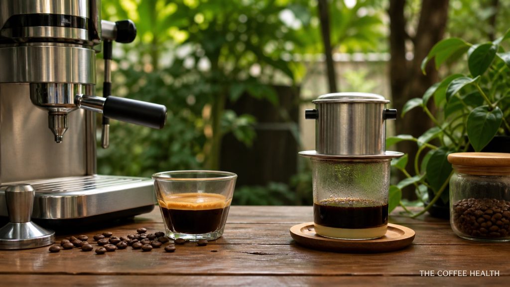 So sánh máy espresso và phin cà phê Việt Nam