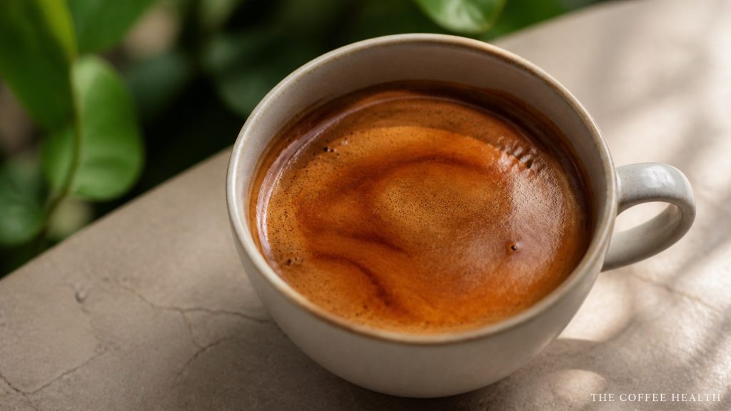 Lớp crema màu nâu vàng trên espresso