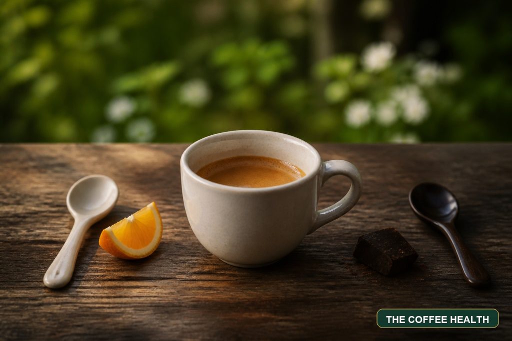 Tách Espresso minh họa cảm nhận chua và đắng