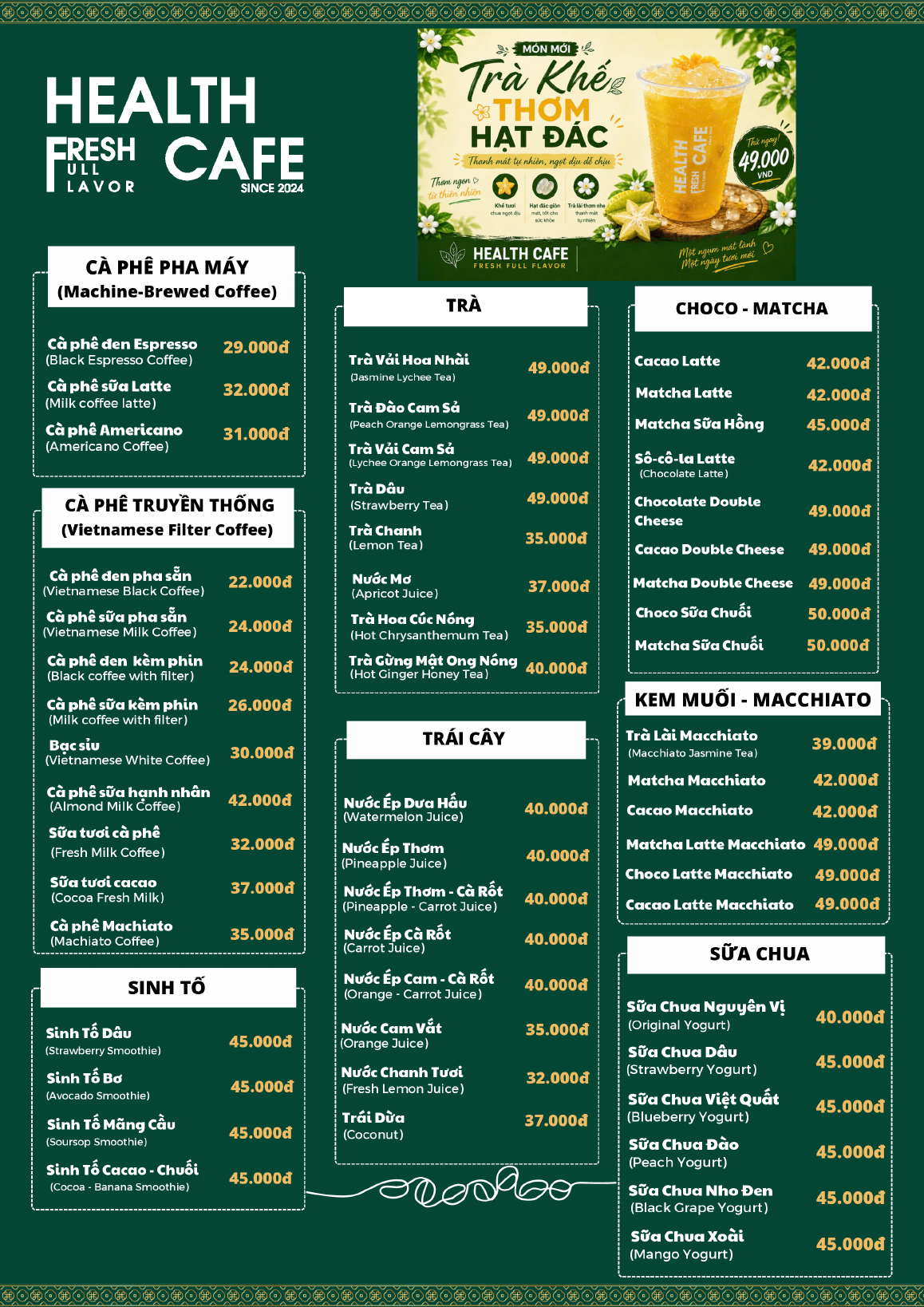 Menu The Coffee Health - trang 1