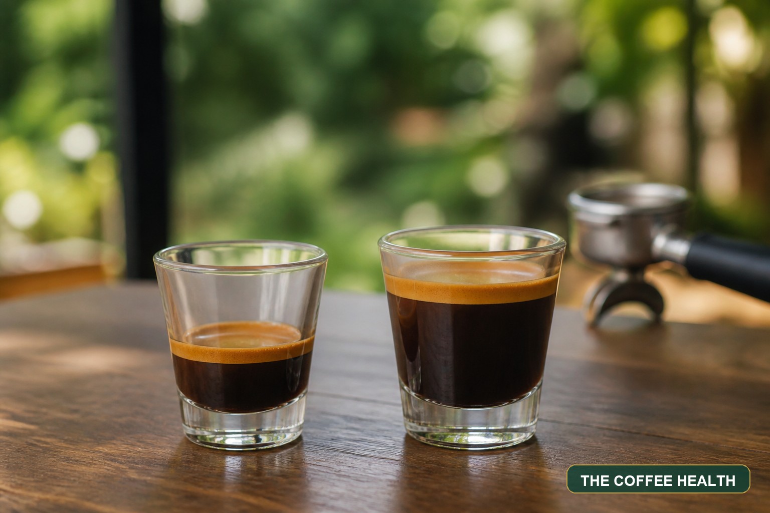 Một ly single shot và một ly double shot Espresso